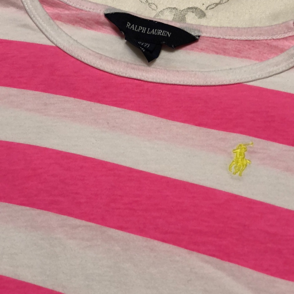 Ralph Lauren pink stripe shirt for girl 7(S) - Picture 3 of 7